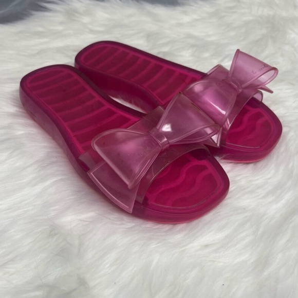 kate spade Shoes - kate spade Pink Jelly Slide Sandals with Bow Accent
